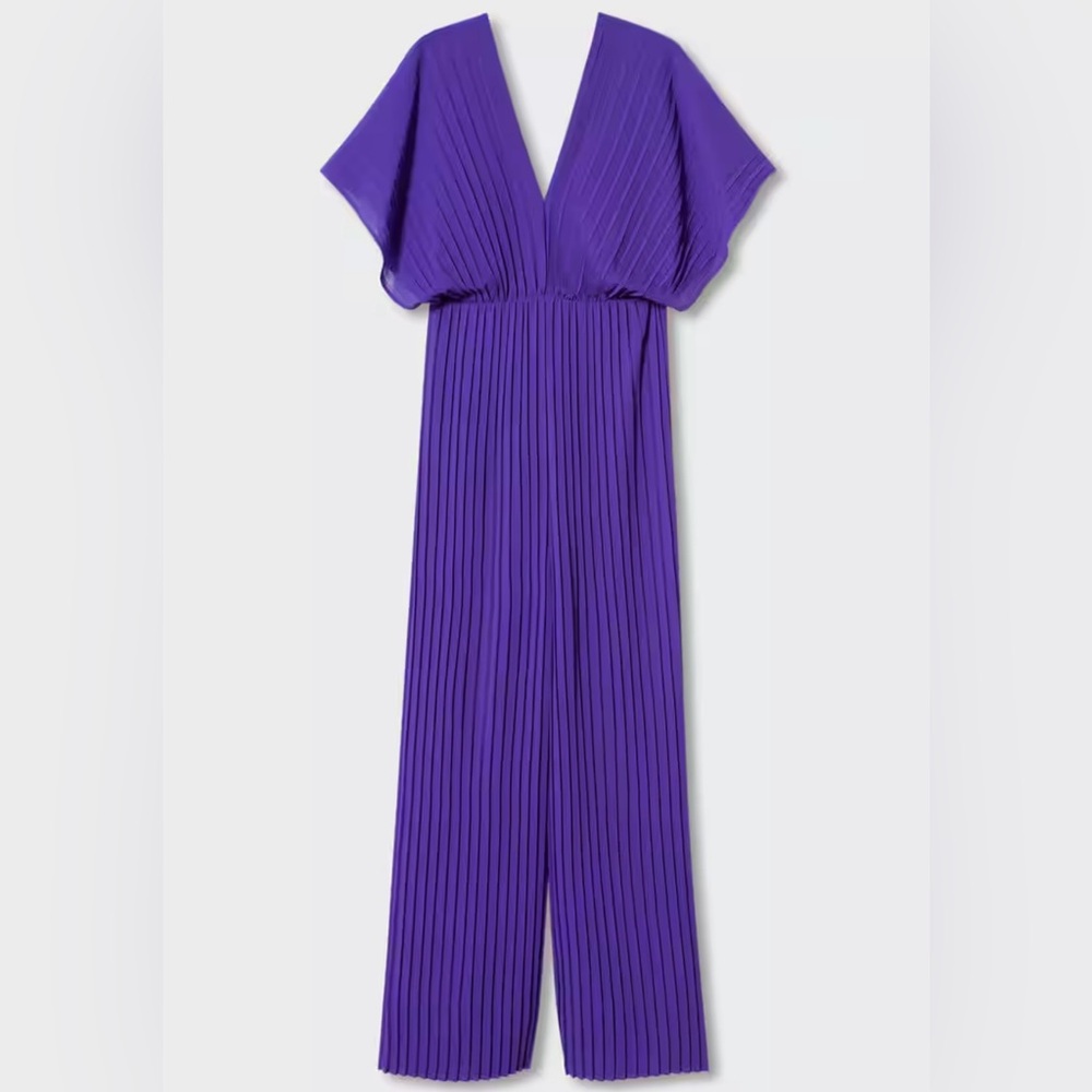 MANGO Long Pleated Jumpsuit